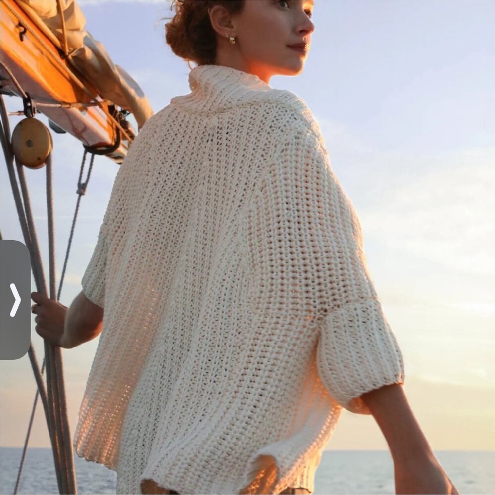 Brochu Walker Fida Handknit Shrug Cream Knit Women's Cardigan in Almond - Picture 9 of 15